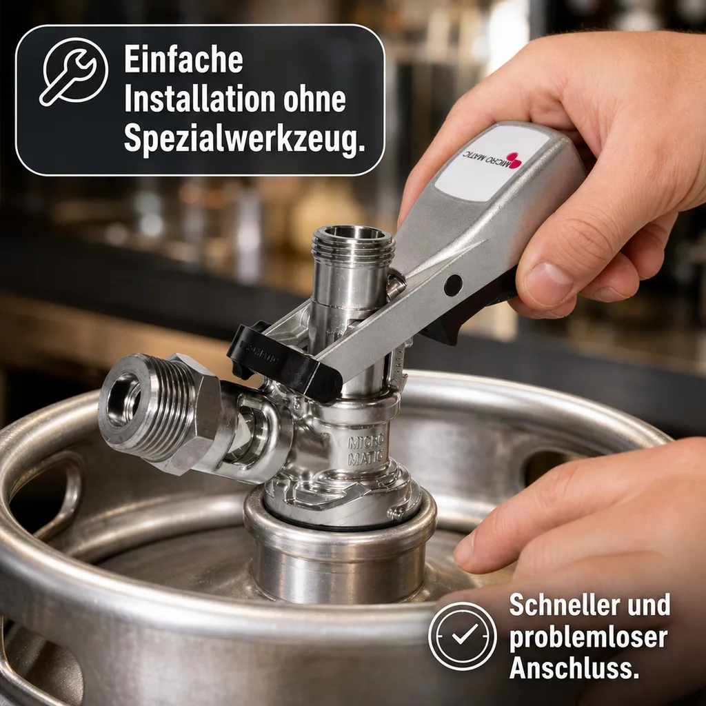 Zapfkopf, Keg Anschluss - Micro Matic Typ Korb | Kelleranstich mit Edelstahl-Stößel & Rücklaufsicherung