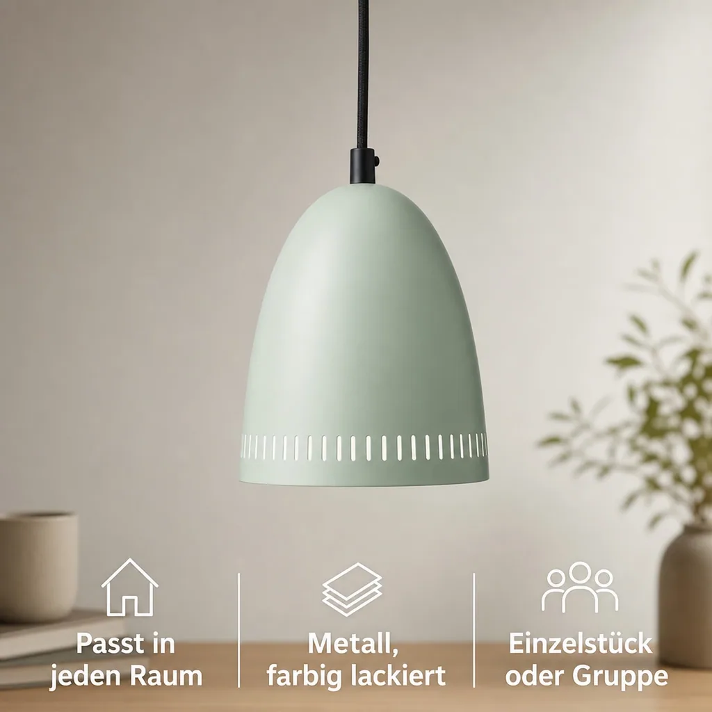 Superliving Metall Pendellampe "Dynamo" mini matt mint hell