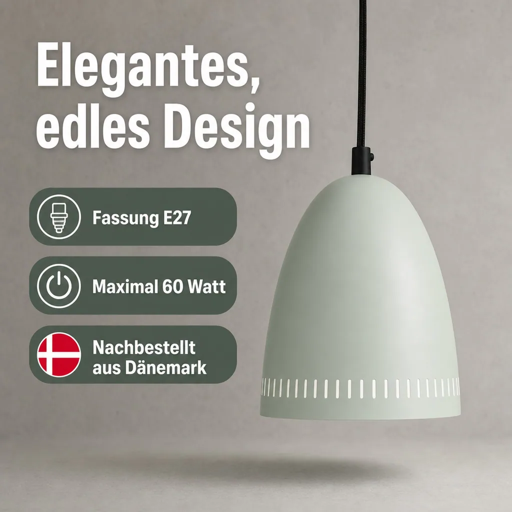 Superliving Metall Pendellampe "Dynamo" mini matt mint hell