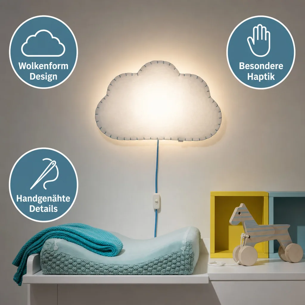Buokids Softlampe Nachtlicht/Wandlampe Wolke, Farbe der Naht: gelb; Ausführung: Wandlampe