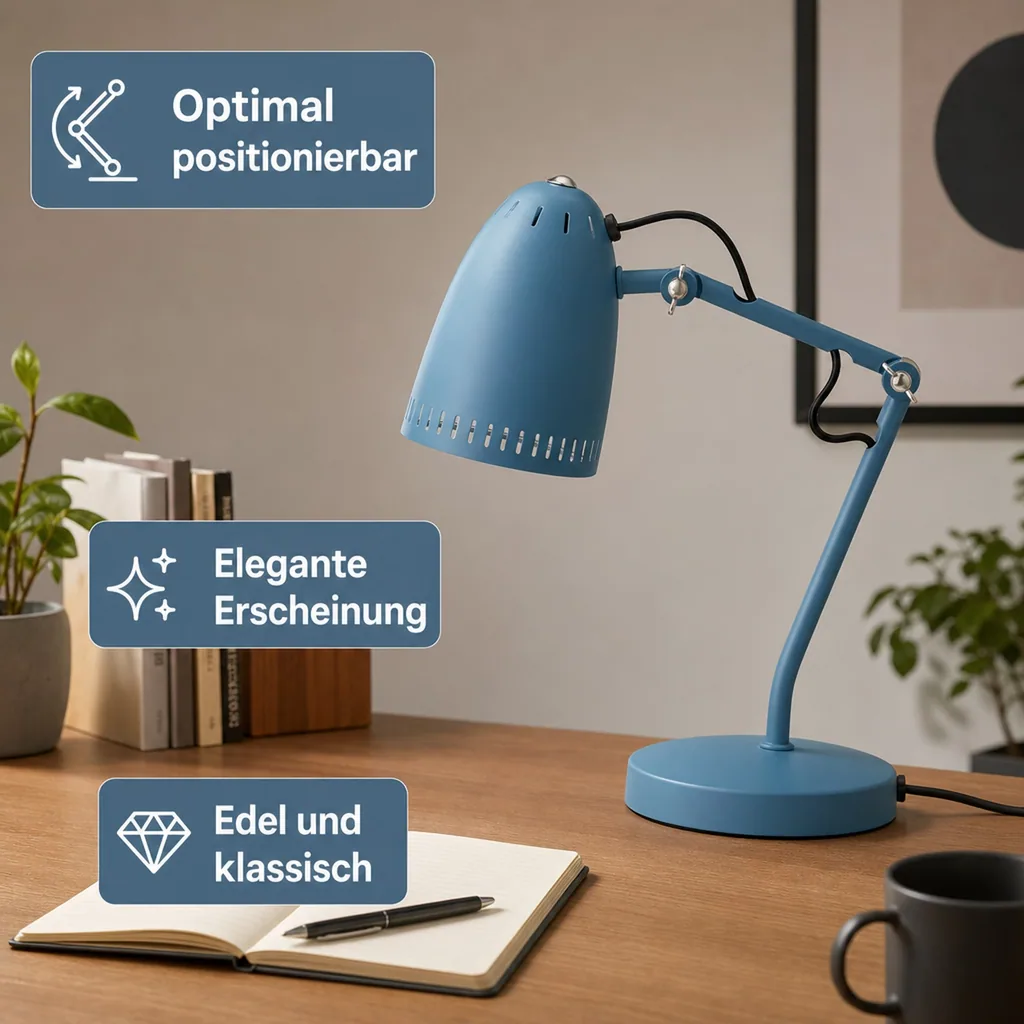 Superliving Schreibtischlampe "Dynamo 345" matt rauchblau