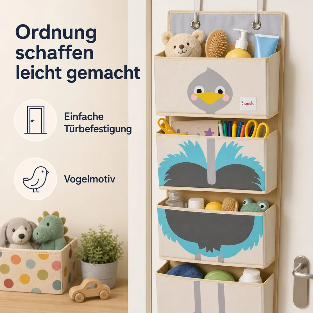 3 Sprouts Wandaufbewahrung Utensilo Vogel Strauss