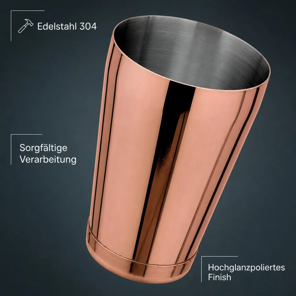 Cocktail Shaker TIN TIN Speed - (18oz): Edelstahl 304 in Kupfer-Optik - Für professionelle Cocktails & stilvolles Barkeeping