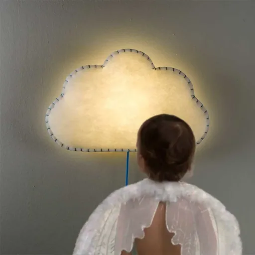 Buokids Softlampe Nachtlicht/Wandlampe Wolke, Ausführung: Schnur & Stecker; Farbe der Naht: grau