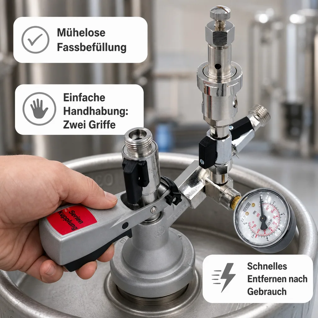 Füllzapfkopf zum Befüllen von KEG-Bierfässern, Ausführung: KOMBI Füllzapfkopf