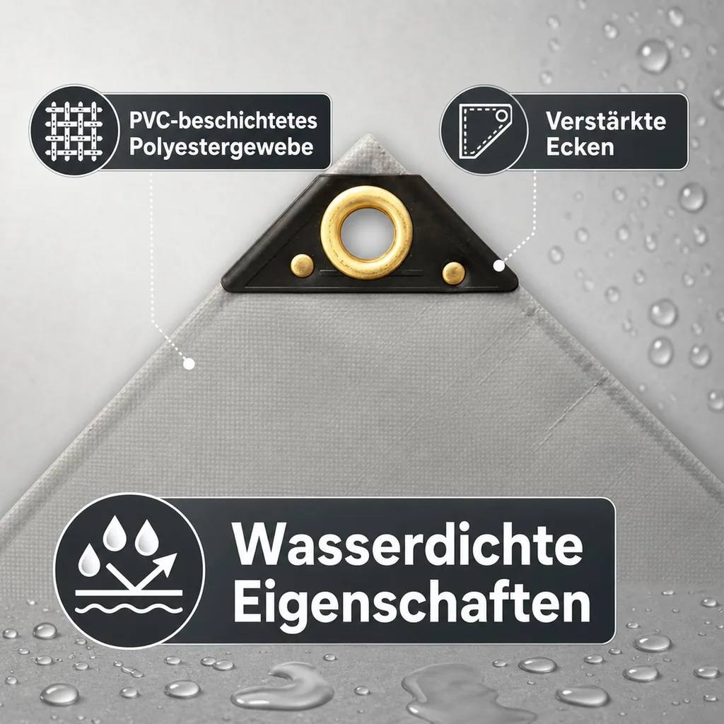 PVC Abdeckplane grau, 3x5m, 650g/m², (15m²), wasserdicht, reißfest