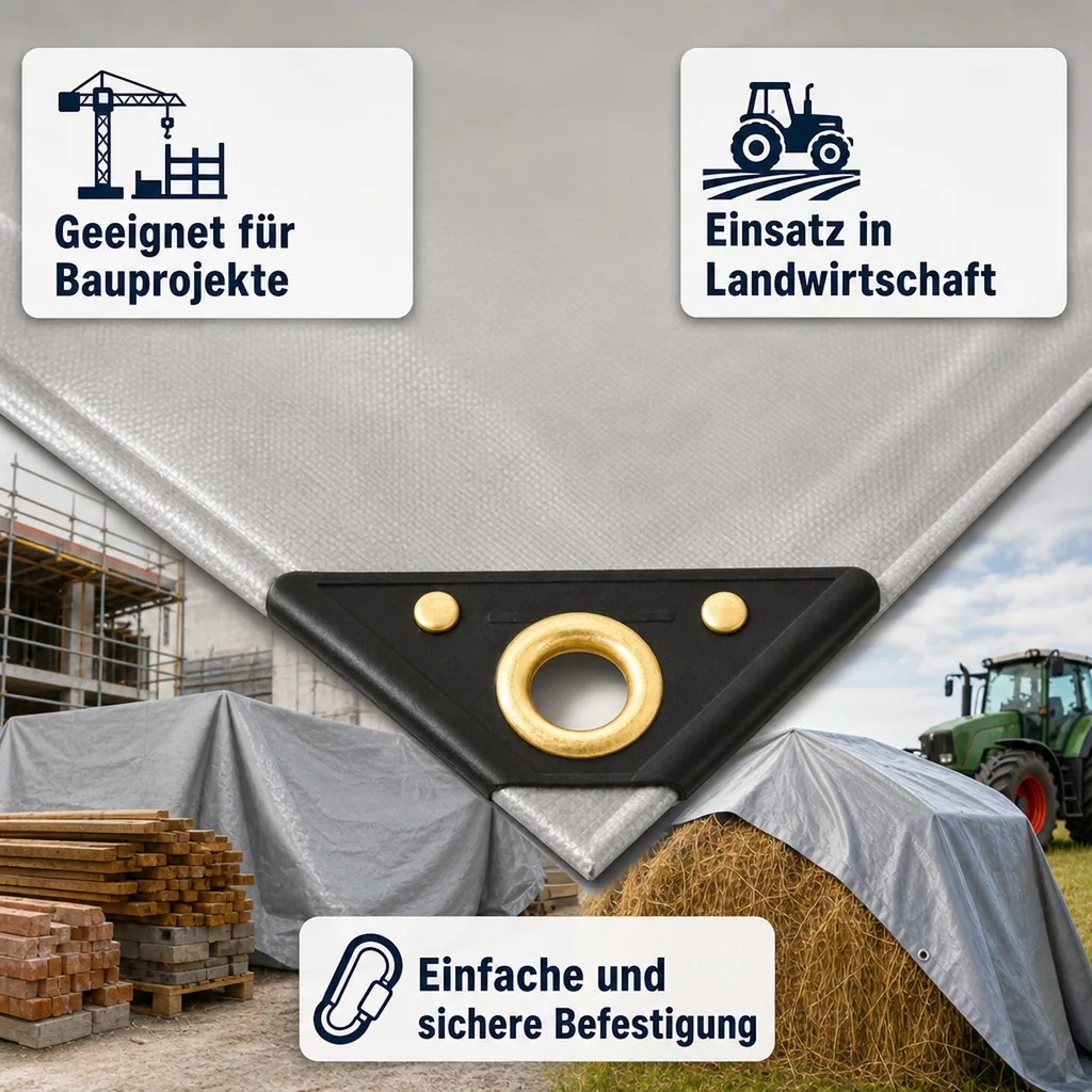 Abdeckplane, PVC Plane 650g, grau, 4x8m (32m²), wasserdicht, reissfest, UV stabil