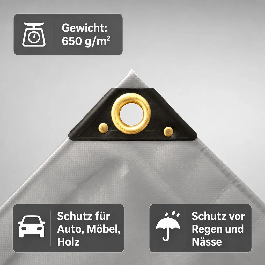 Abdeckplane grau 650 g/m², PVC Plane 5x8m (40m²), Gewebeplane wasserdicht
