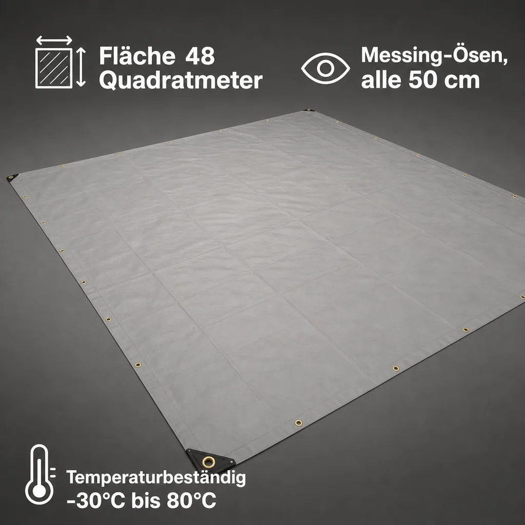 Abdeckplane, PVC Plane 6x8m, grau 650g/m², wasserdicht