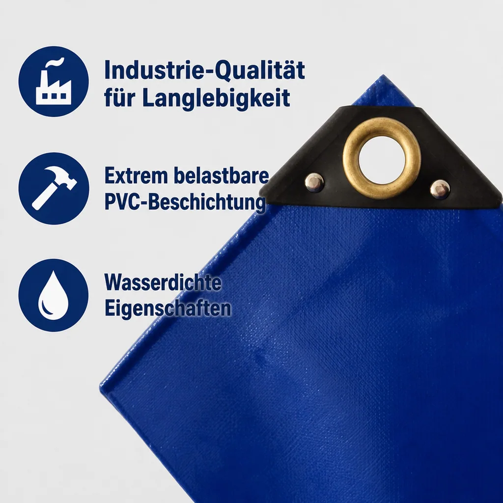 Abdeckplane PVC, 4x8m, blau, 650g/m², wasserdicht