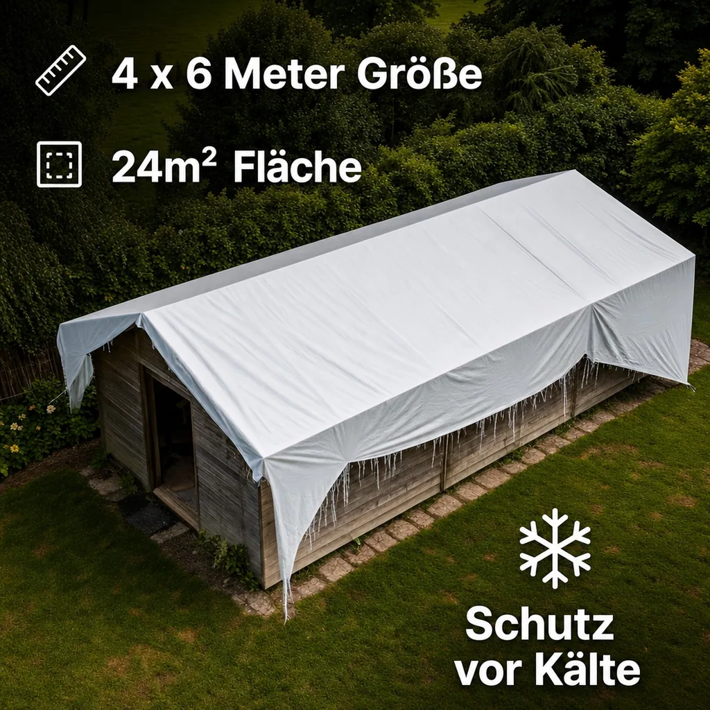 Abdeckplane 650 g/m², PVC Plane, 4 x 6m (24m²), weiß, wasserdicht