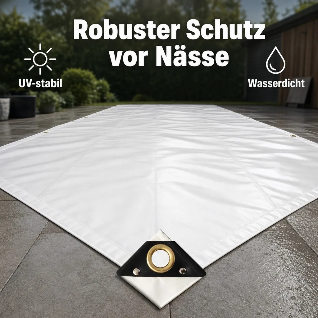 Abdeckplane 650 g/m², PVC Plane, 4 x 6m (24m²), weiß, wasserdicht