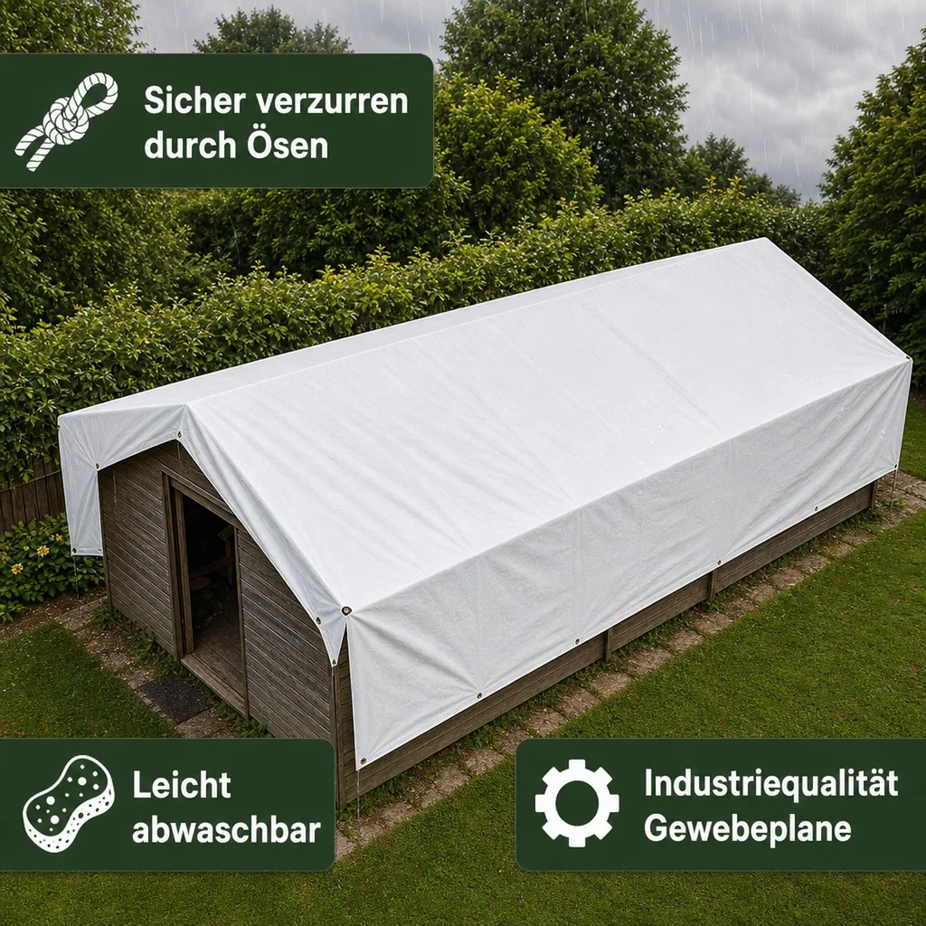 weiss 650 g/m² PVC 4 x 8m (32m²)  Plane