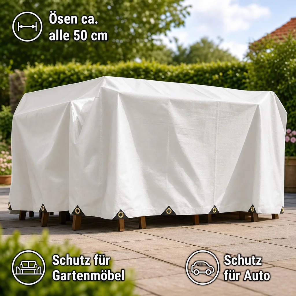 Abdeckplane, Gewebeplane 650 g/m² PVC Plane, 6x10m wasserdicht & reißfest