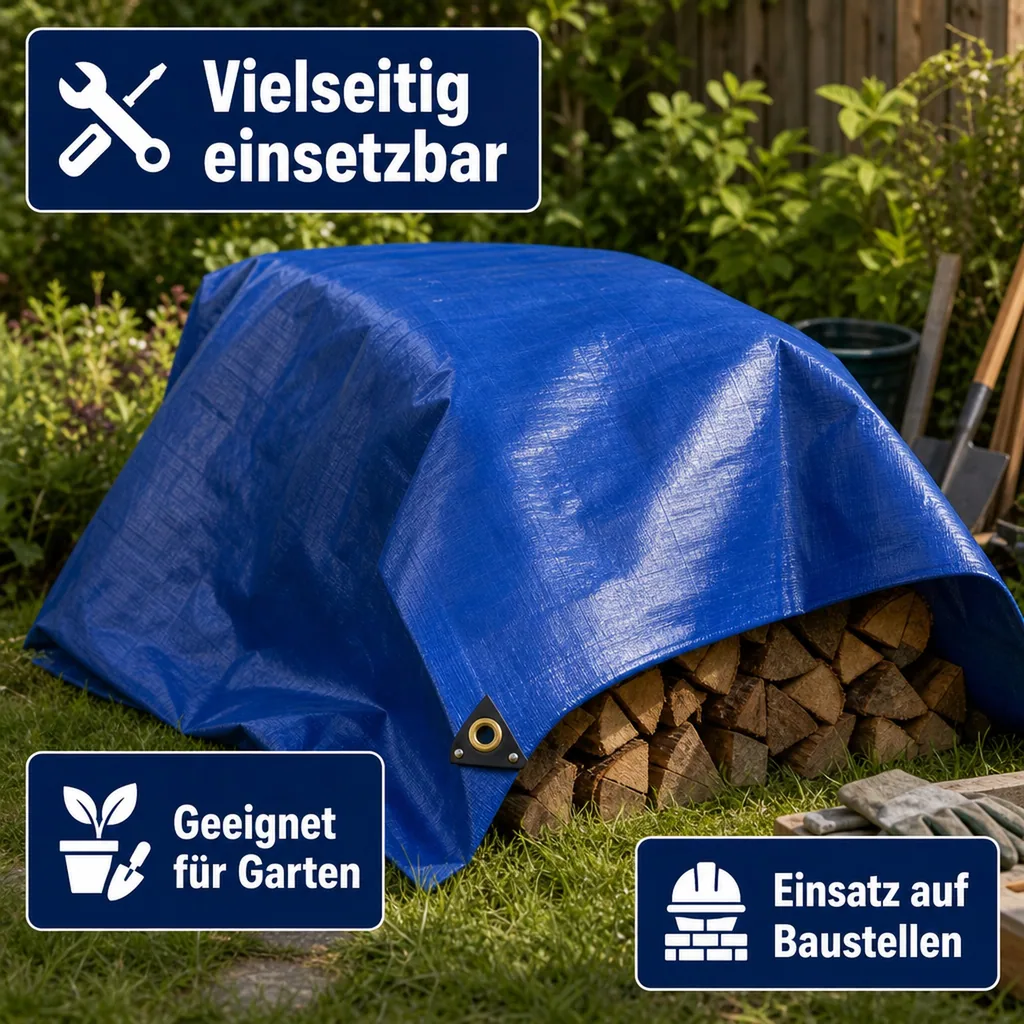 PVC Abdeckplane 2x3m blau, 650g/m², wasserdicht und reißfest