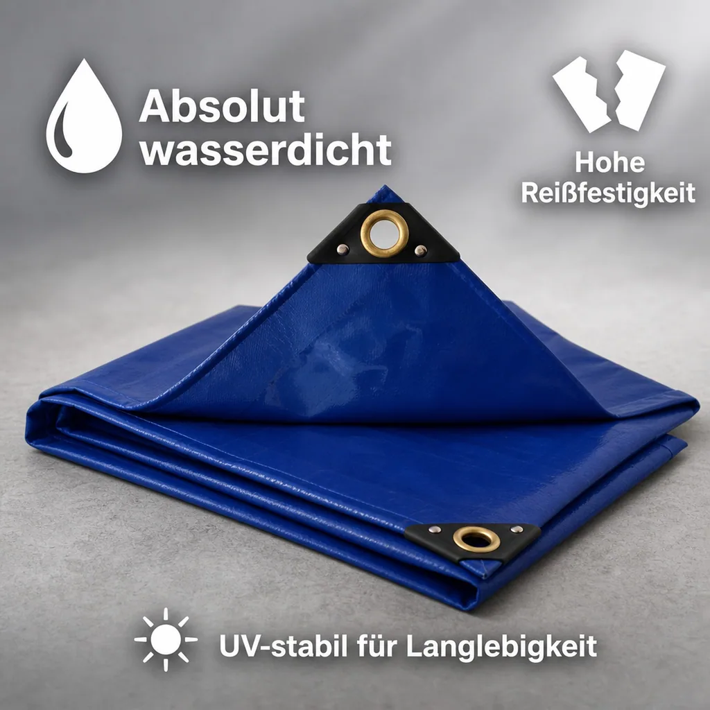 PVC Plane 650 g/m², Abdeckplane 3x5m (15m²), wasserdicht, blau