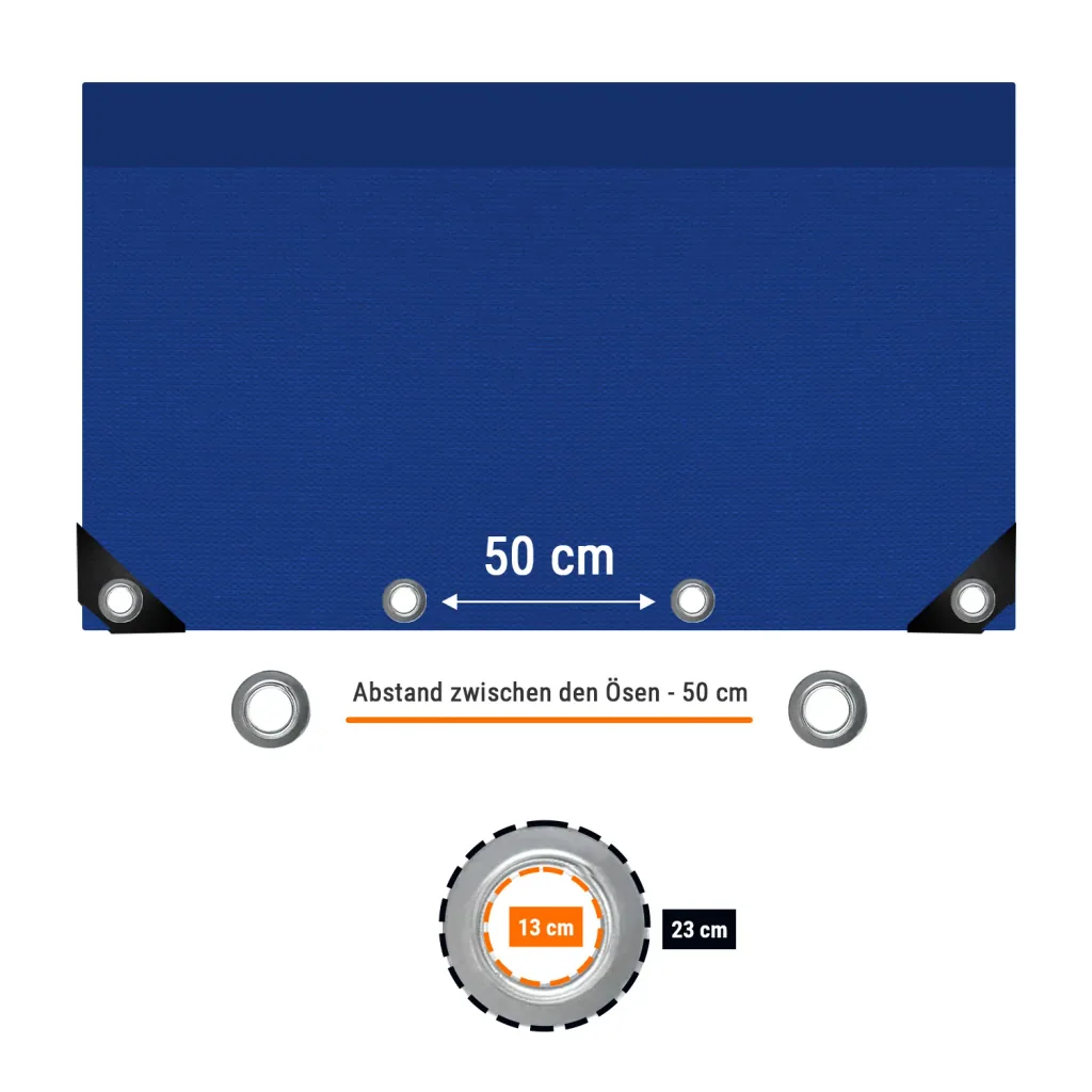 PVC Abdeckplane 3x6m, 650g/m², blau, wasserdicht und UV-stabil
