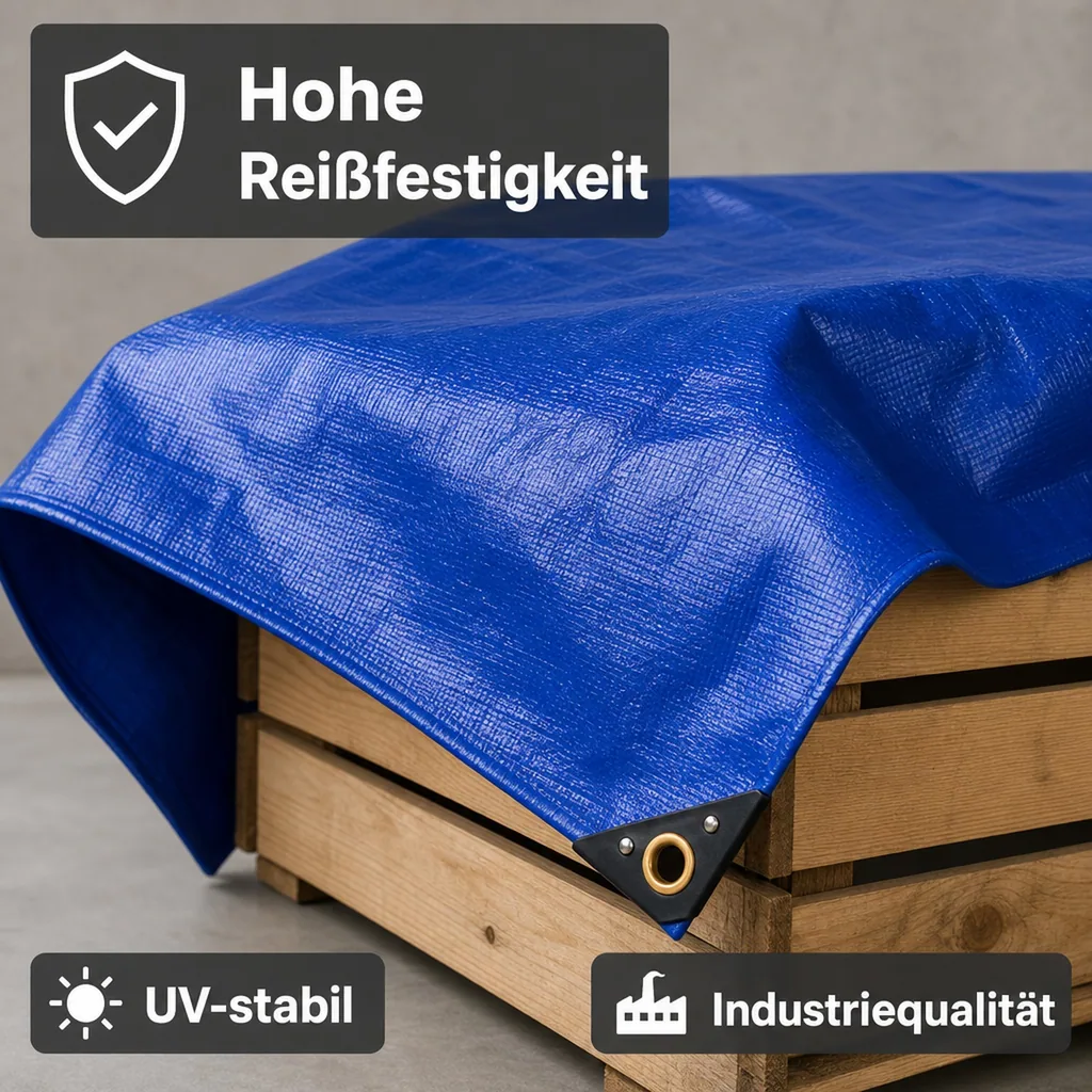 Abdeckplane PVC 4x5m, 650g/m², blau - Reißfest und Wasserdicht