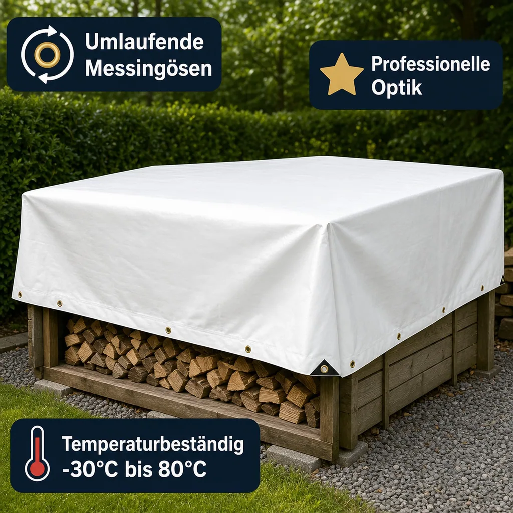 Abdeckplane 650 g/m², PVC Plane 3 x 4m (12m²), Gewebeplane, weiß