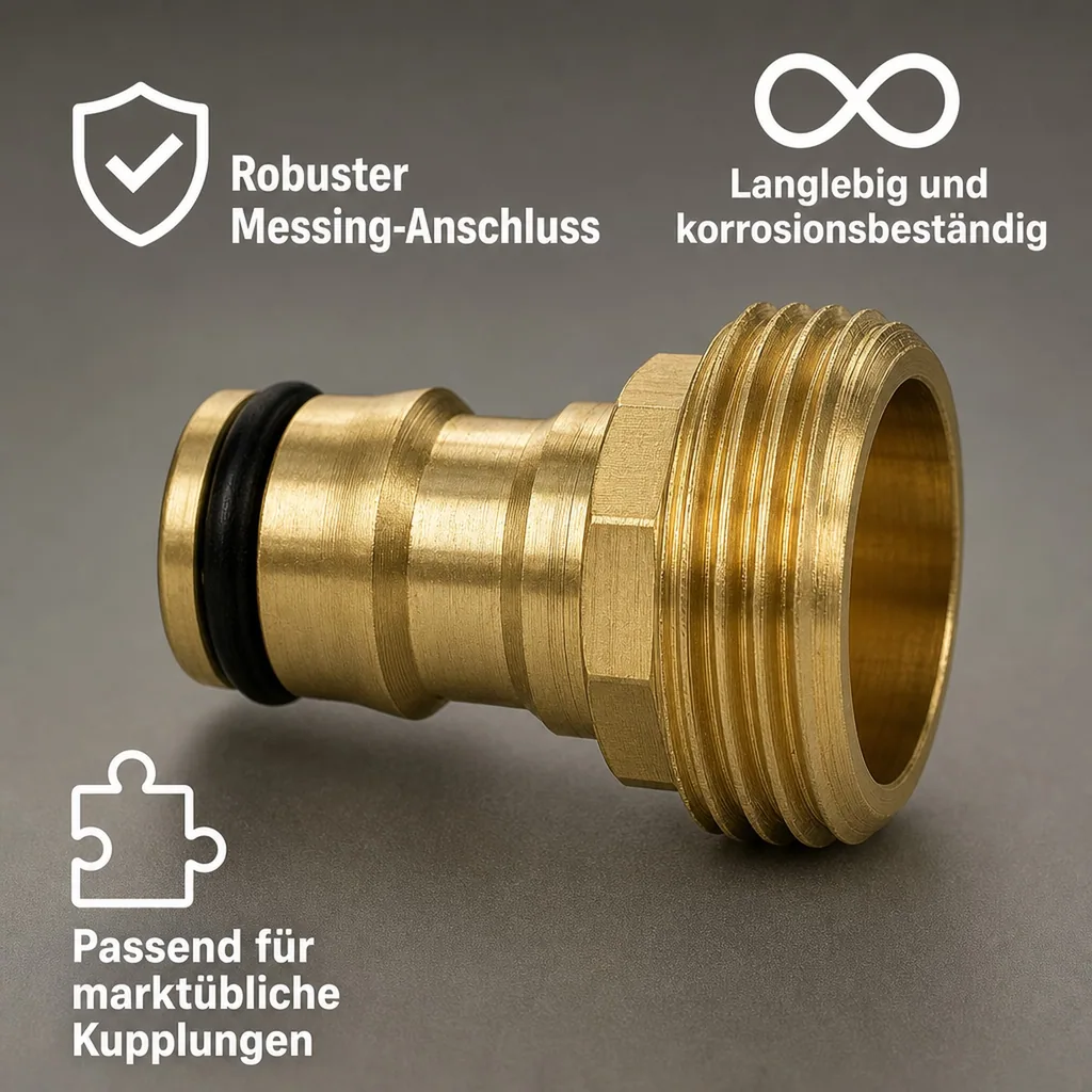 Wasserhahnanschluss 1/2 Zoll, Messing Hahnanschluss, Stecksystem Garten