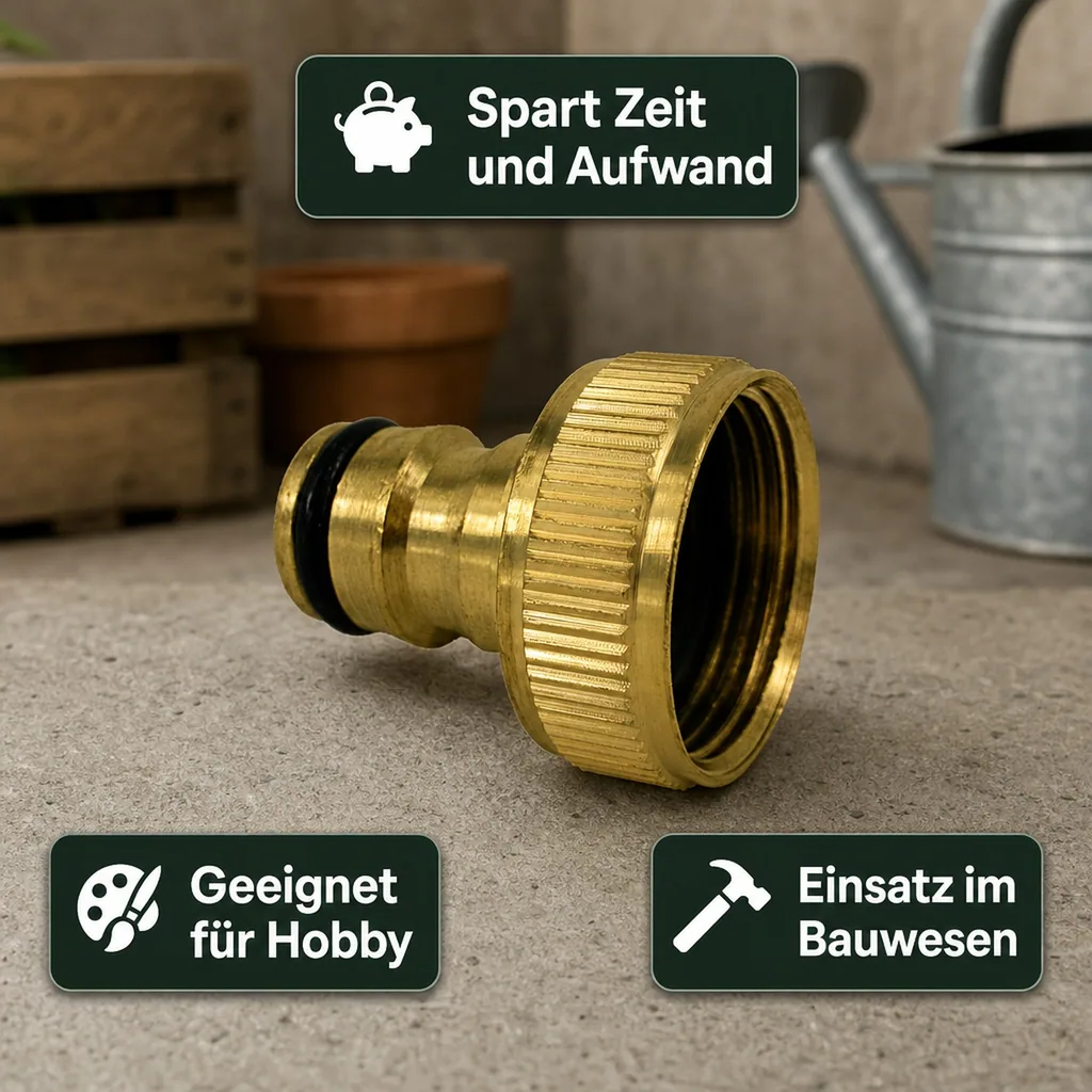 Wasserhahnanschluss 3/4 Zoll, Messing, Stecksystem Garten