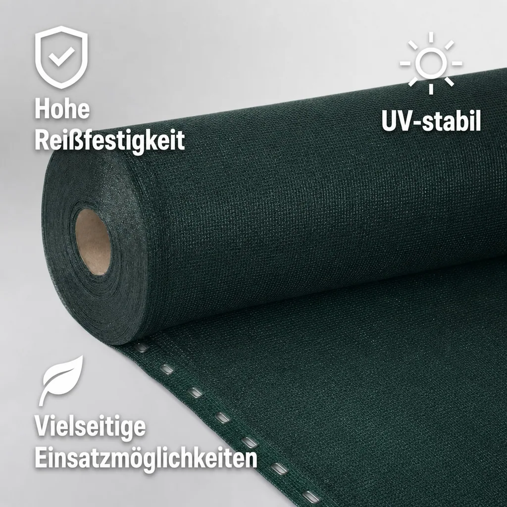 Sichtschutznetz, Windschutznetz, Zaunblende, 1,2m x 25m, HDPE, grün