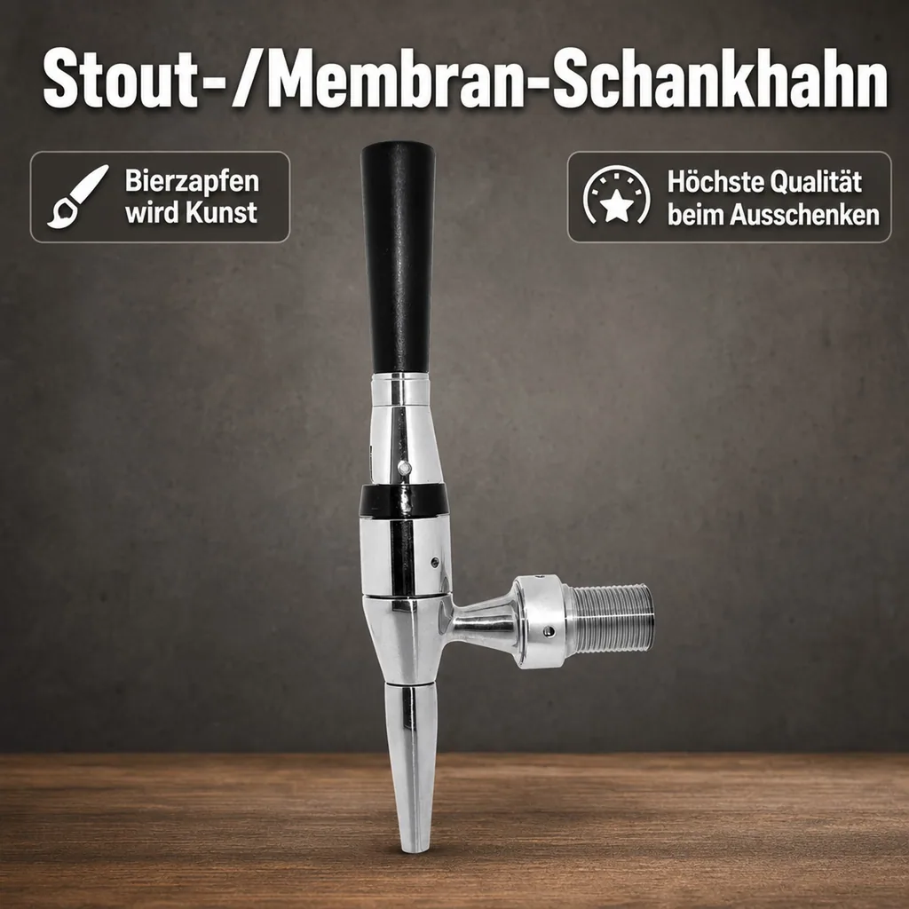 Zapfhahn, Bierzapfhahn, Schankhahn, Kolbenschankhahn für Stout, Membran