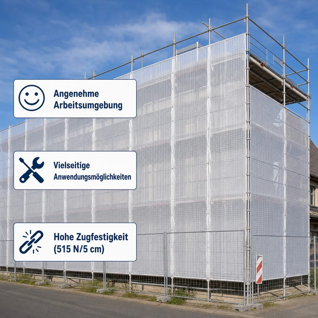 Gitterplane für Gerüste 2,70 x 10 m 200 g/m² Weiss/Transluzent