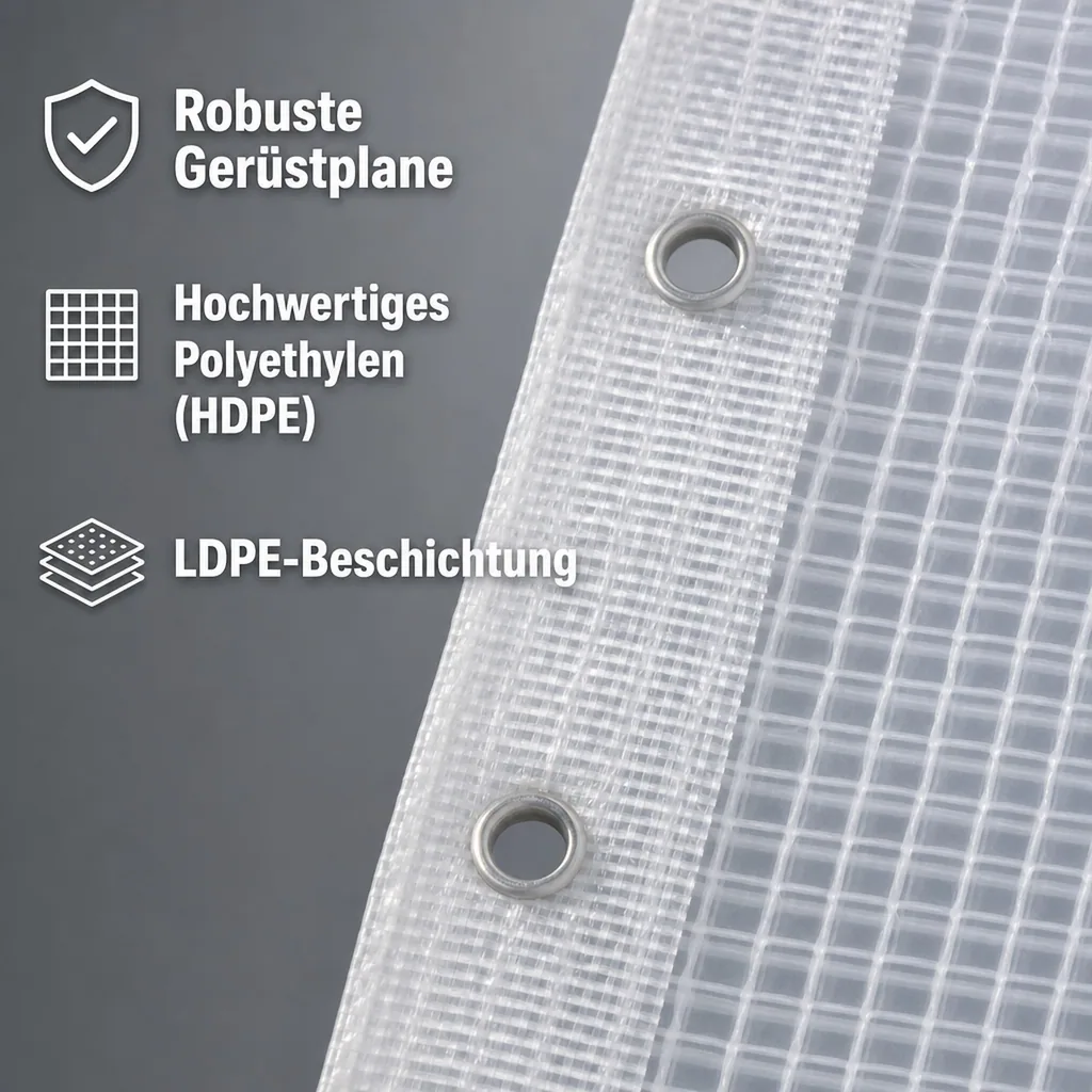 Gitterplane für Gerüste 2,70 x 10 m 200 g/m² Weiss/Transluzent