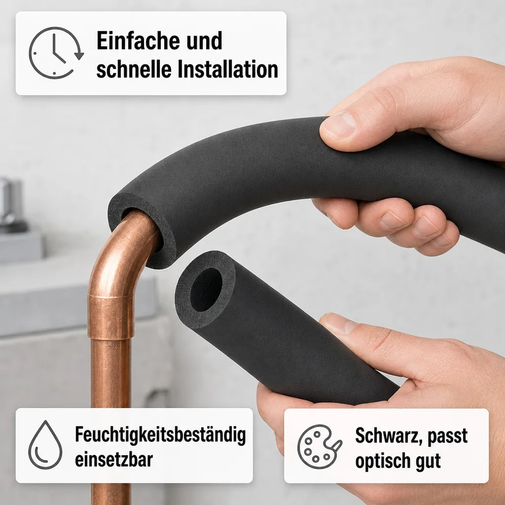 Rohrisolierung, 28mm, Rohrdämmung, flexibel, 2m, Schwarz