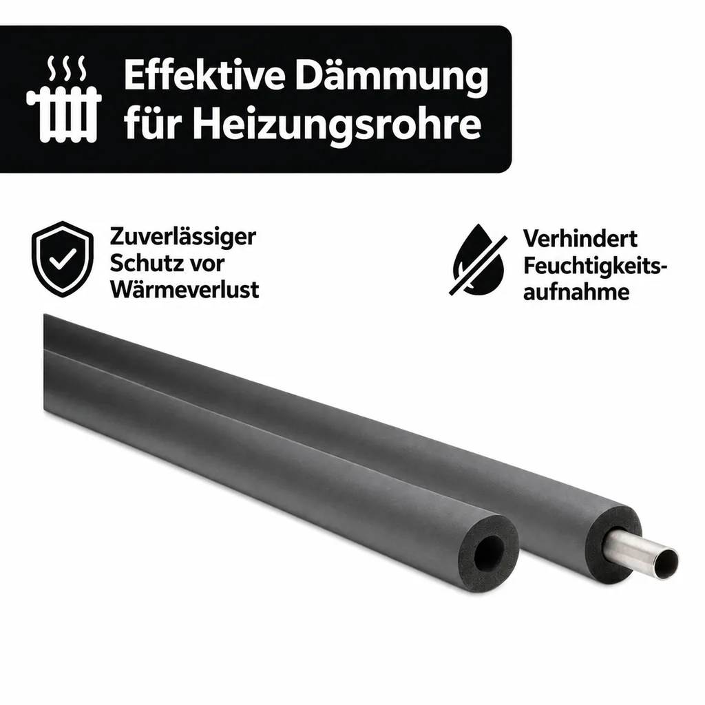 Rohrisolierung, 28mm, Rohrdämmung, flexibel, 2m, Schwarz