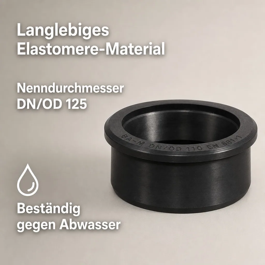 KG Rohr DN 125, Abwasserrohr DN 125, Anschlussdichtung