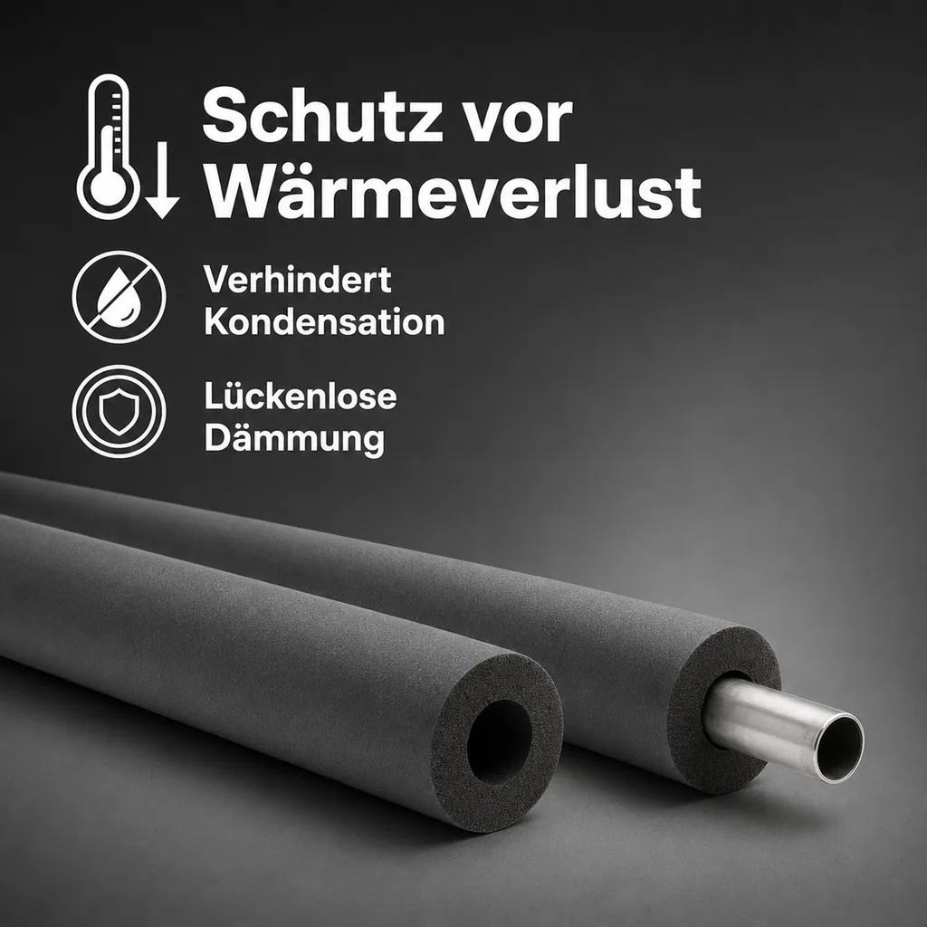 Rohrisolierung 2m, Rohrdämmung, Flexibel, Kautschuk, 35x30mm