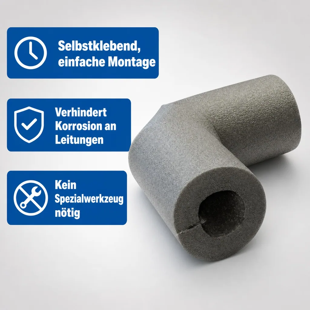Selbstklebende Dämmung, Rohrisolierung Bogen Ø 42 mm, Polyethylen Dämmung 13 mm