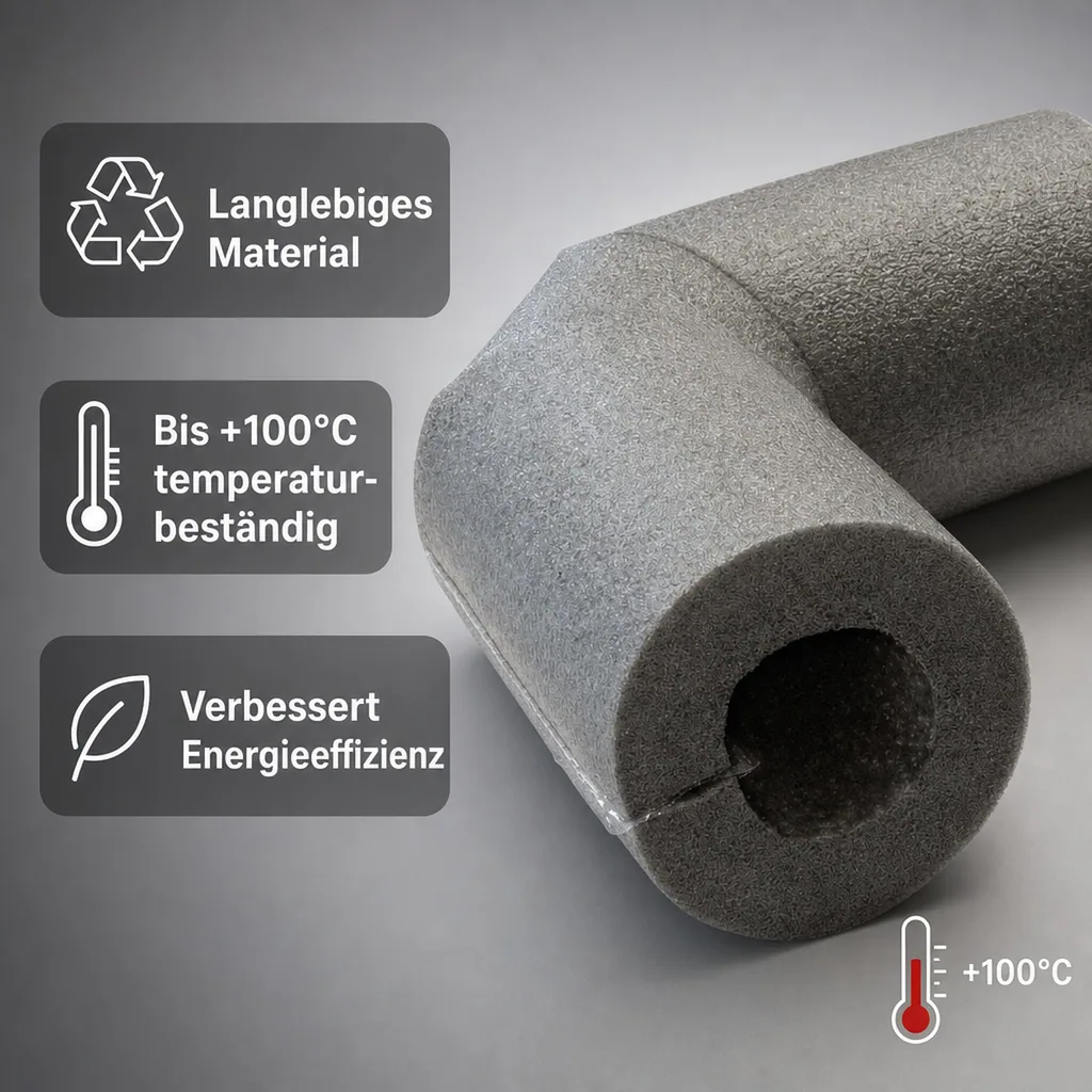 Selbstklebende Dämmung, Rohrisolierung Bogen Ø 42 mm, Polyethylen Dämmung 13 mm