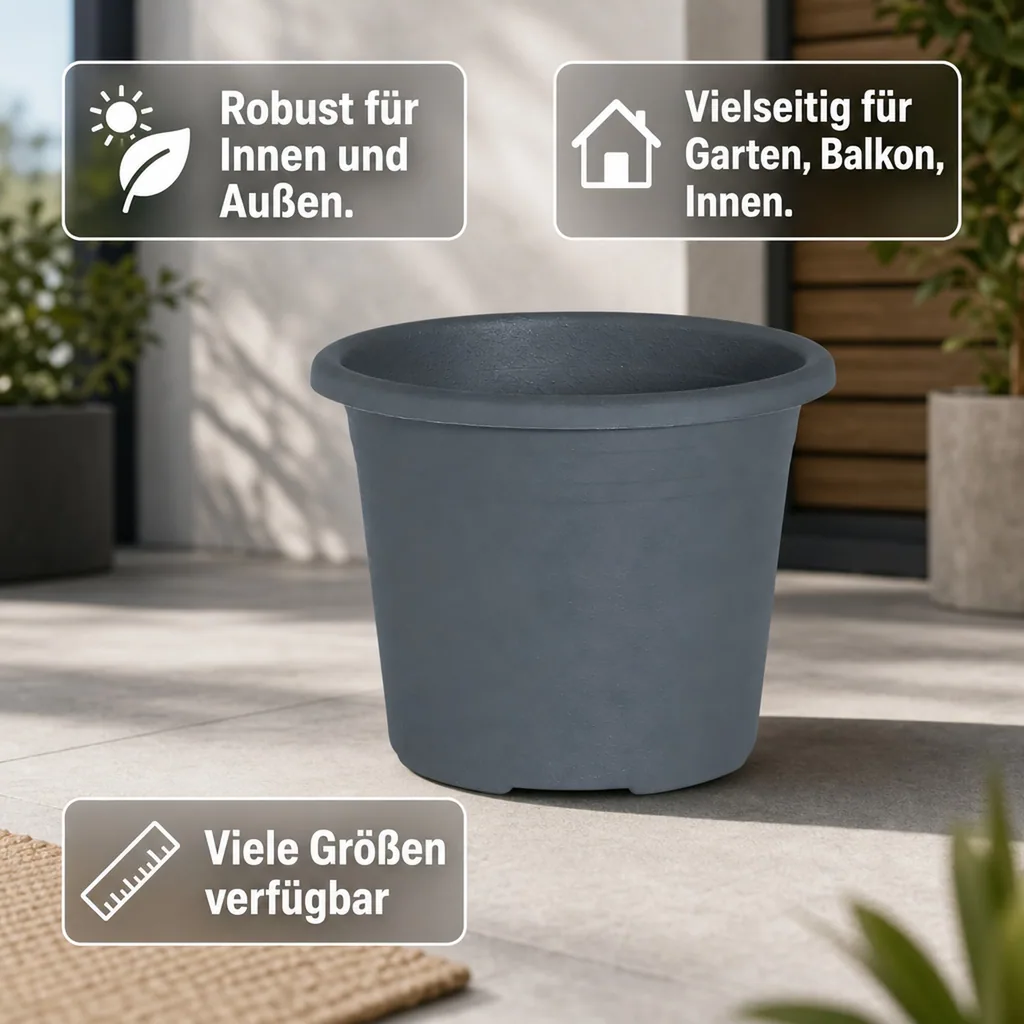 Blumentopf, Pflanztopf CYLINDRO, anthrazit, ca. 20cm, 3 Liter
