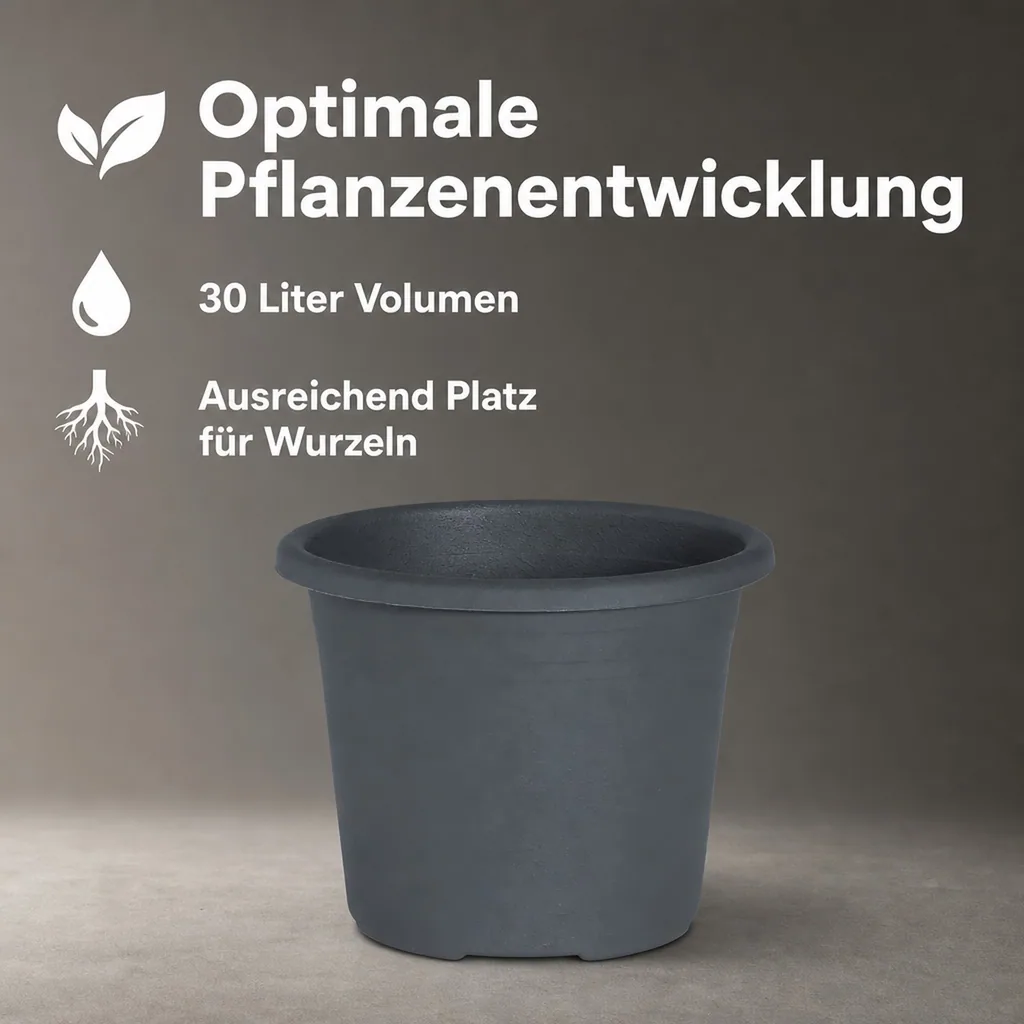 Blumentopf, Pflanztopf CYLINDRO, anthrazit, Ø 45cm, 30 Liter