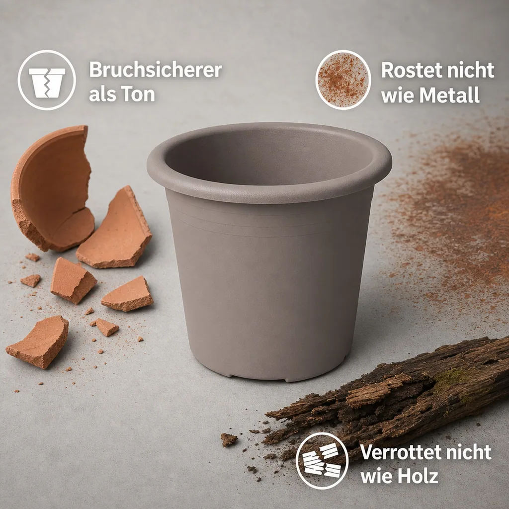 Blumentopf CYLINDRO, Pflanztopf, Ø 50 cm, 42 Liter, taupe