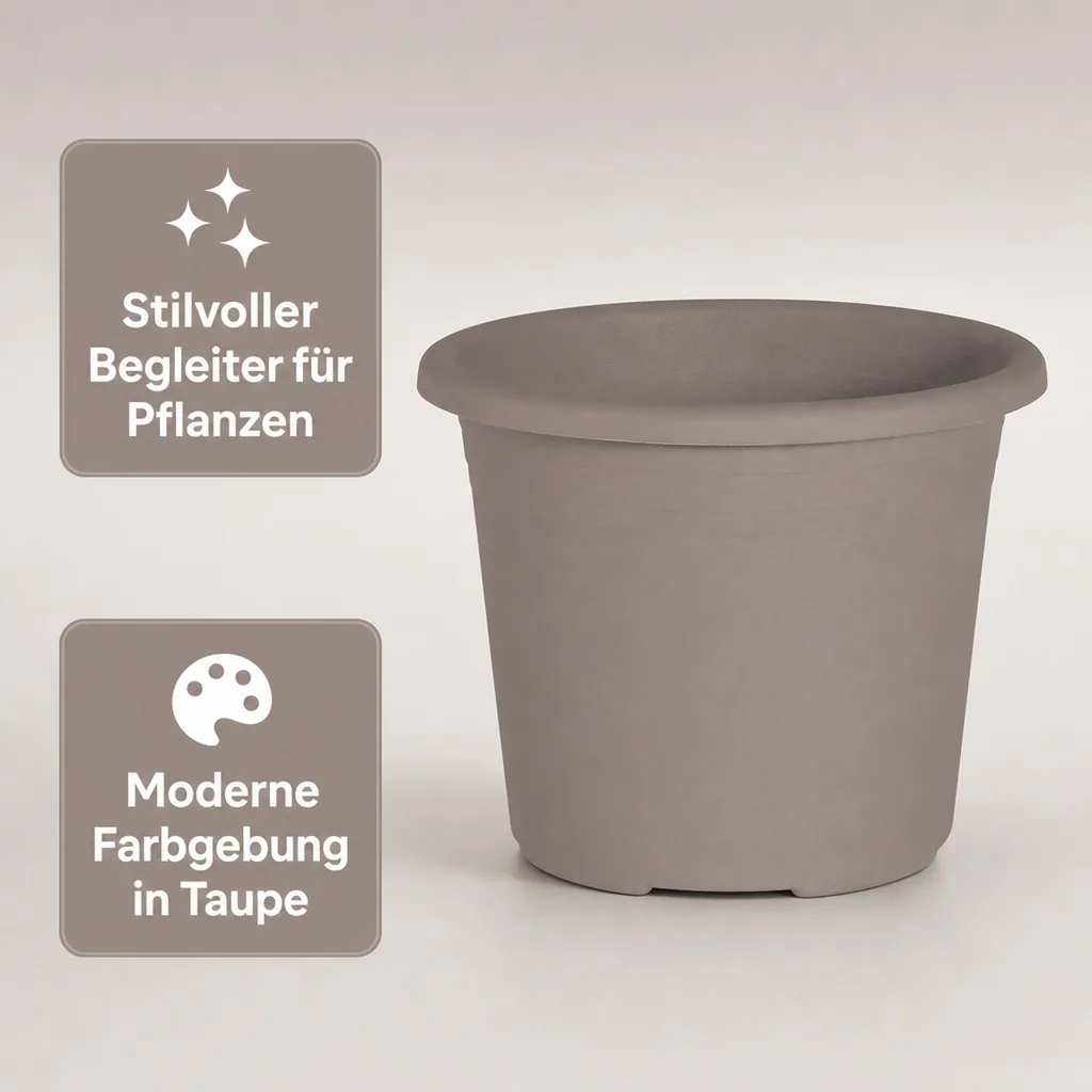 Blumentopf CYLINDRO, Pflanztopf, Ø 50 cm, 42 Liter, taupe