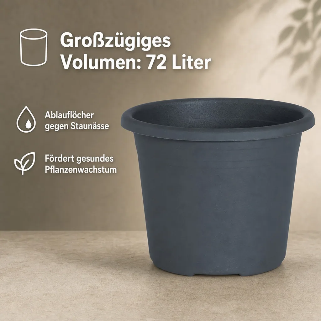 Blumentopf CYLINDRO, Pflanztopf, Blumenkübel, Anthrazit, Ø 60 cm, 72 Liter