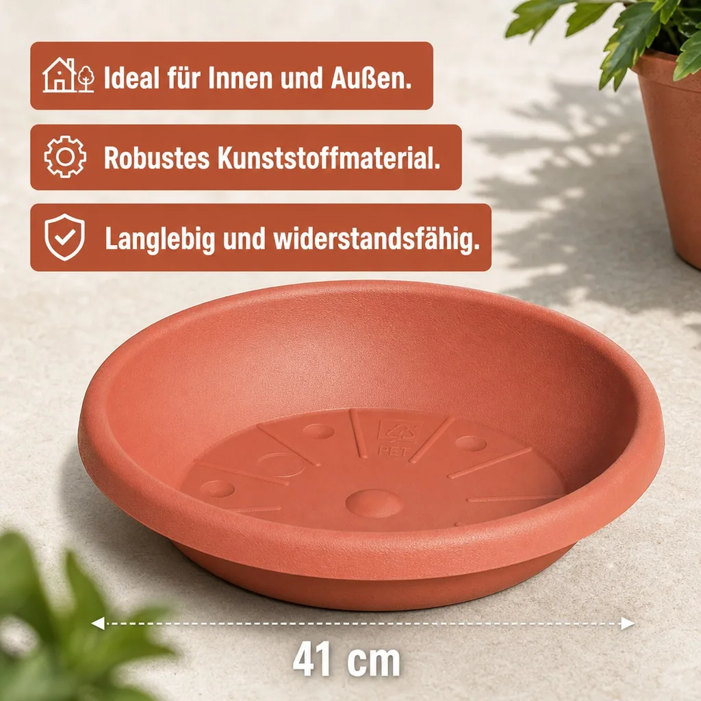 Blumentopfuntersetzer, Untersetzer Blumentopf, CYLINDRO, Ø 41 cm, terracotta