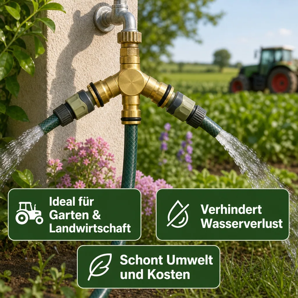 Schlauchverbinder Y Stück, Messing, 3 Wege, Stecksystem Schlauch