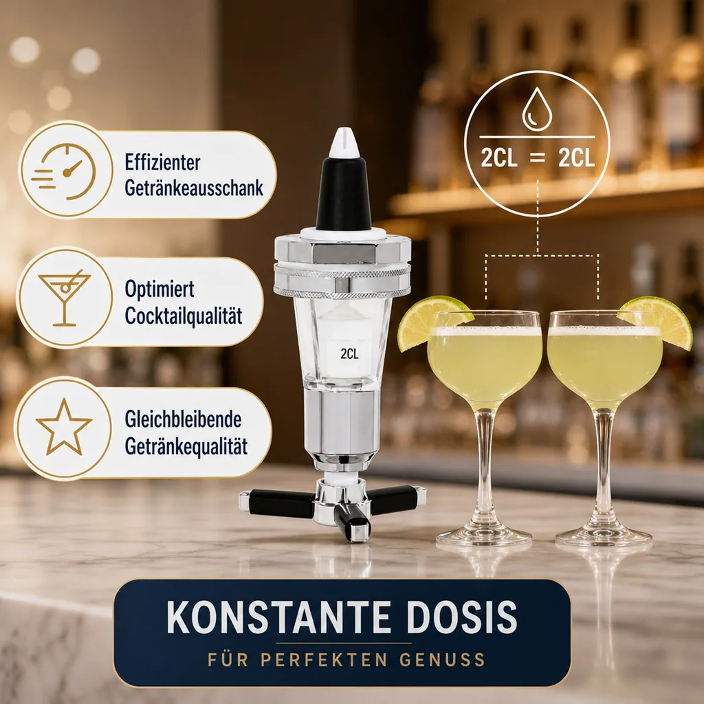 Portionierer, Ausgießer Dosierer für 0,7 - 1,0 L Flaschen, silber, Ausschankmenge: 20 ml