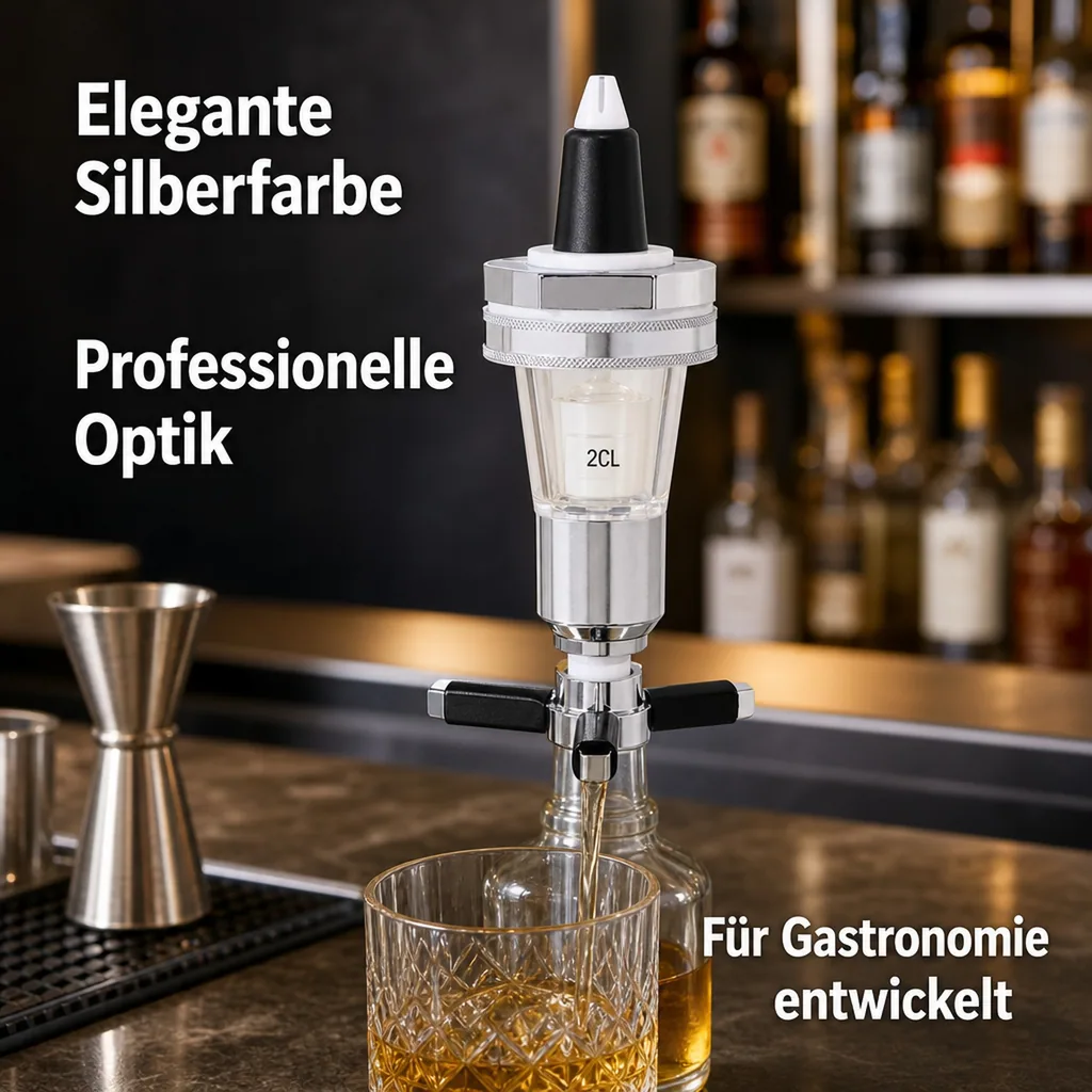 Portionierer, Ausgießer Dosierer für 0,7 - 1,0 L Flaschen, silber, Ausschankmenge: 20 ml