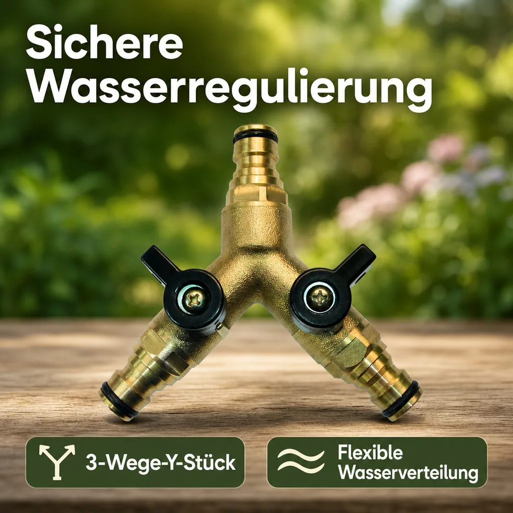 Gartenschlauch Verbinder, Messing Schlauchverbinder, Schlauchverteiler Y