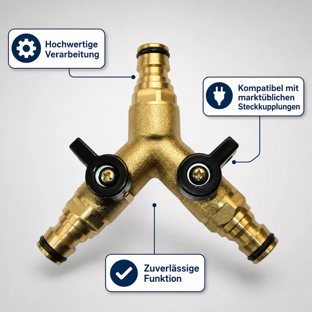 Gartenschlauch Verbinder, Messing Schlauchverbinder, Schlauchverteiler Y