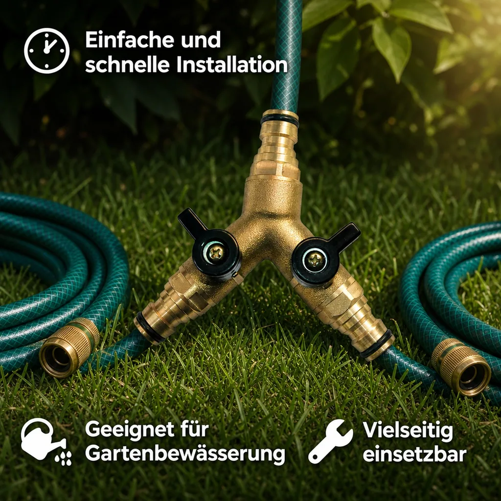 Gartenschlauch Verbinder, Messing Schlauchverbinder, Schlauchverteiler Y