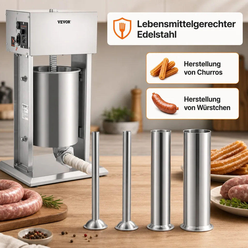 Wurstfüller, Wurstfüllmaschine, Wurstpresse - 10L Edelstahl, Elektrisch
