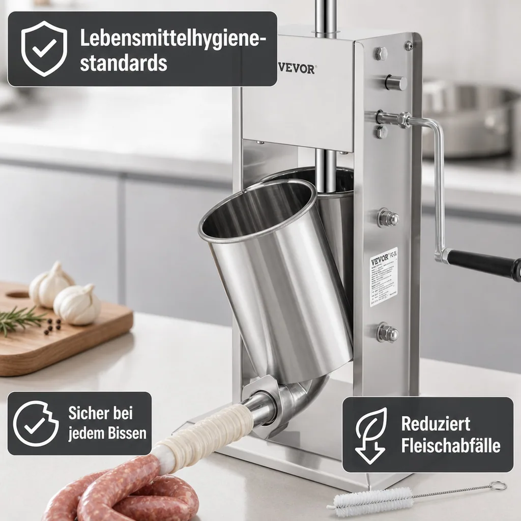 Wurstfüller, Wurstfüllmaschine, Wurstpresse - 3 L, Edelstahl + Aluminium, Manueller