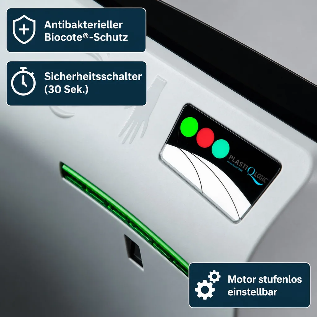 Händetrockner automatisch - Hands-in-Prinzip, Kunststoff PQ14, Farbe: Edelstahl-Look